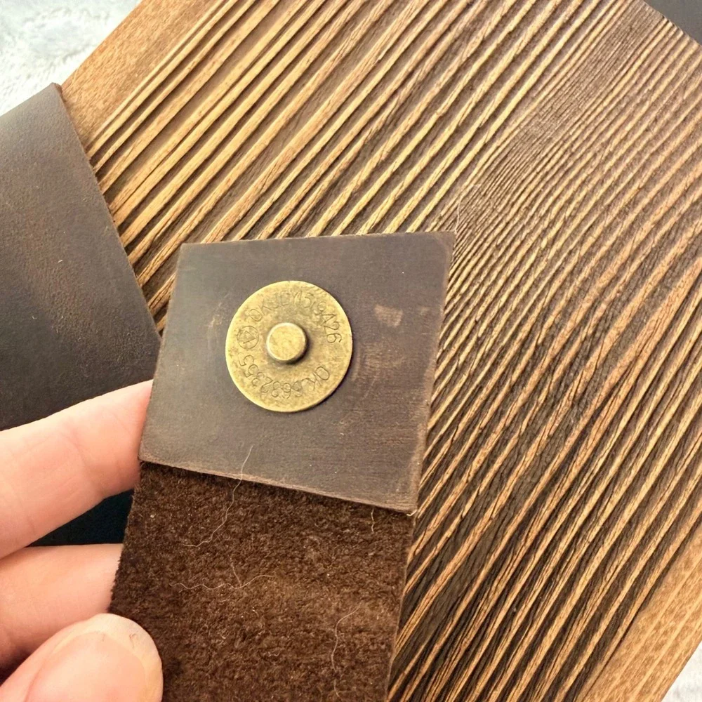 Handmade Wooden Valet Box with Leather Strap and Integrated Rolling Tray Lid